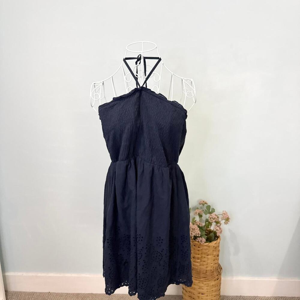 Vintage y2k Gorgeous flowy navy milkmaid off the shoulder babydoll top